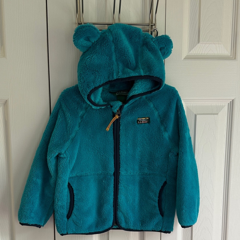 Toddlers' L.L.Bean Hi-Pile Fleece Jacket with Bear Ears - Size 3T Blue Pine